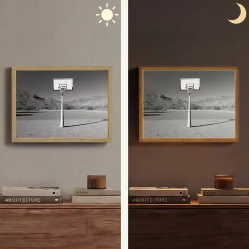 Basketbalpaal - Landschap - Zand - Wit Light Box met batterij (Wandlamp) middel -sfeer3
