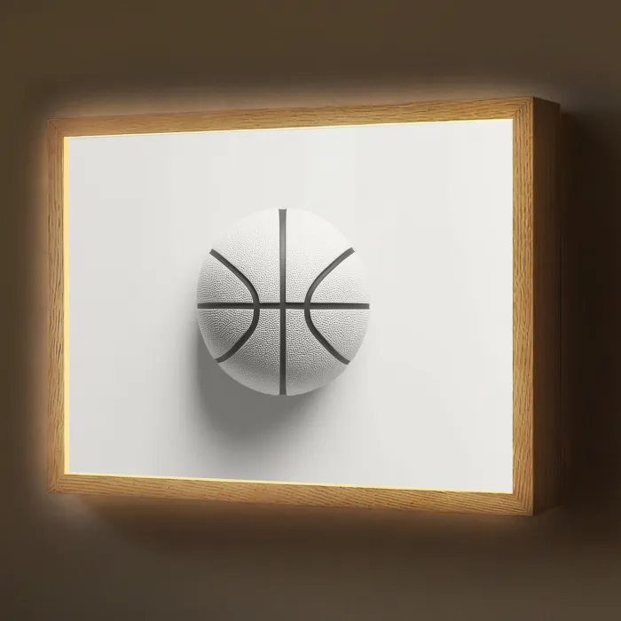 Basketbal - Wit - Schaduw - Lijnen Light Box met batterij (Wandlamp) middel -z3d_website