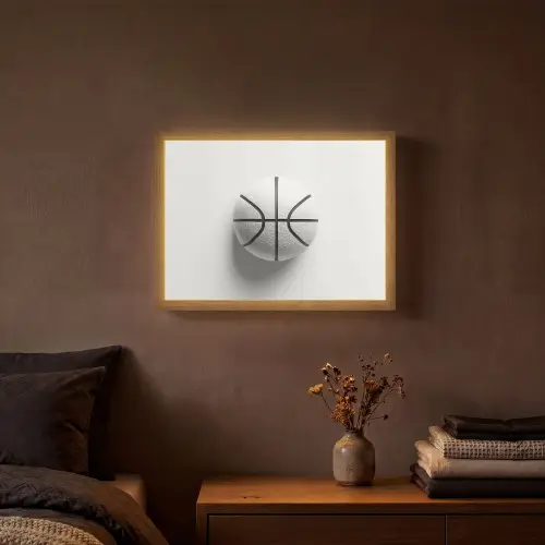 Basketbal - Wit - Schaduw - Lijnen Light Box met batterij (Wandlamp) middel -sfeer4