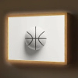 Basketbal - Wit - Schaduw - Lijnen Light Box met batterij (Wandlamp) middel -z3d_website