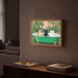 Badkamer - Kattenparade - Kleurrijk Light Box met batterij (Wandlamp) middel -sfeer1