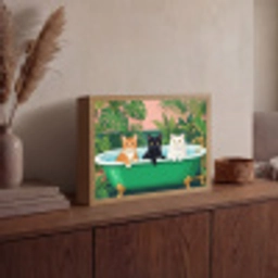 Badkamer - Kattenparade - Kleurrijk Light Box met batterij (Wandlamp) middel -sfeer2