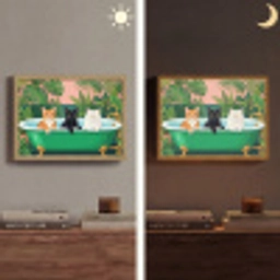 Badkamer - Kattenparade - Kleurrijk Light Box met batterij (Wandlamp) middel -sfeer3