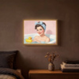 Badkamer - Eend - Blauw Light Box met batterij (Wandlamp) middel -sfeer4