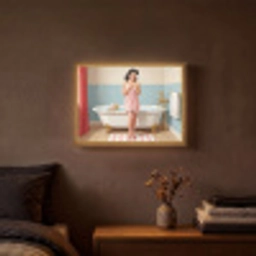 Badkamer - Vrouw - Roze Light Box met batterij (Wandlamp) middel -sfeer4