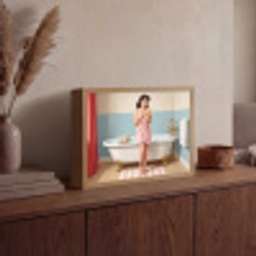 Badkamer - Vrouw - Roze Light Box met batterij (Wandlamp) middel -sfeer2