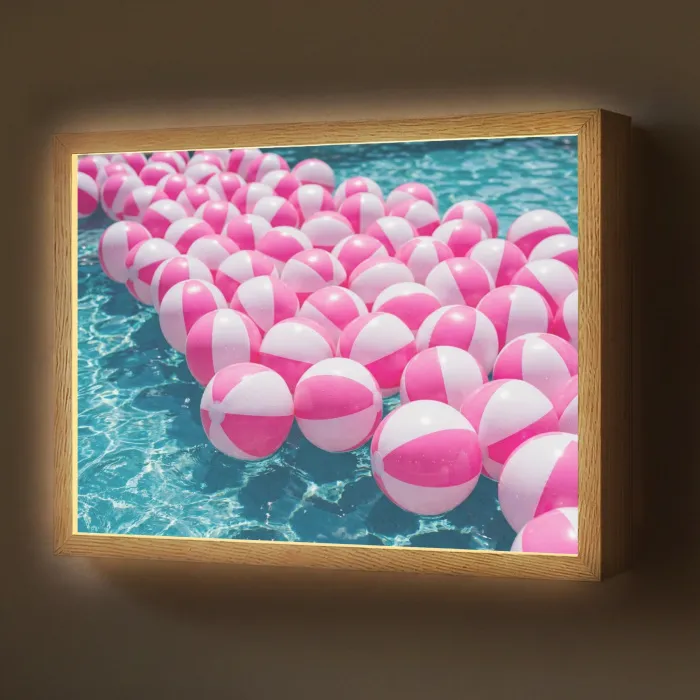 Strandballen - Roze - Water Light Box met batterij (Wandlamp) middel -z3d_website