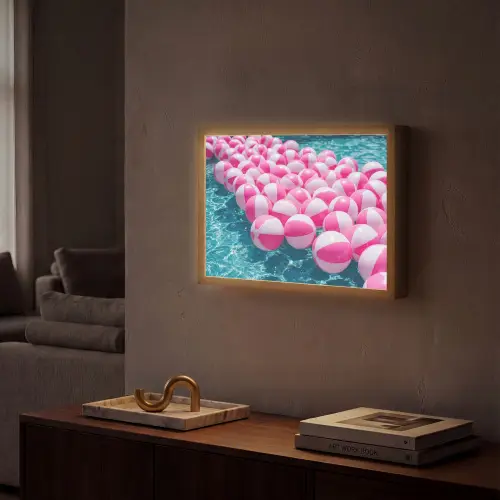 Strandballen - Roze - Water Light Box met batterij (Wandlamp) middel -sfeer1