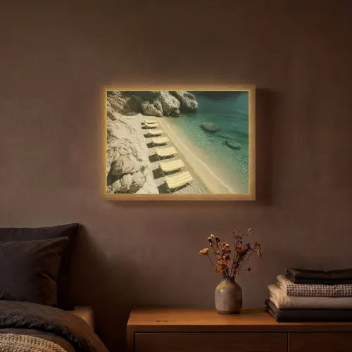 Strandbedden - Zee - Stenen - Baai Light Box met batterij (Wandlamp) middel -sfeer4