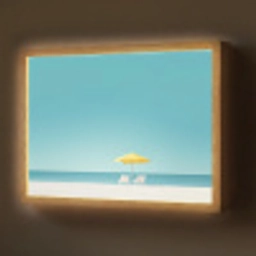 Strand - Blauwe lucht - Geel - Parasol Light Box met batterij (Wandlamp) middel -z3d_website