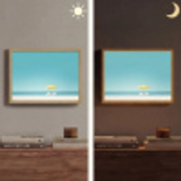 Strand - Blauwe lucht - Geel - Parasol Light Box met batterij (Wandlamp) middel -sfeer3