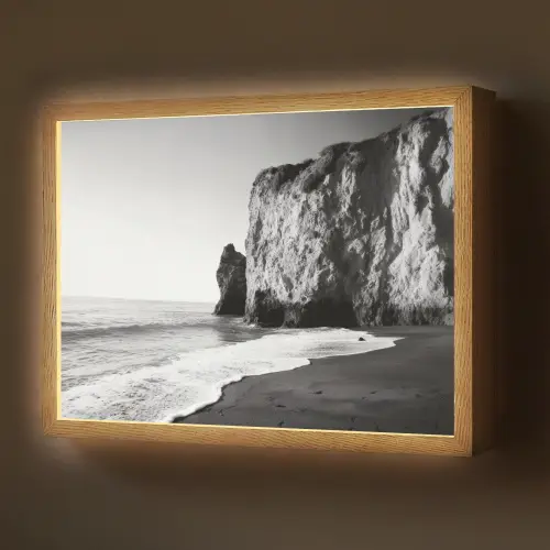 Strand - Klif - Golven - Voetstappen Light Box met batterij (Wandlamp) middel -z3d_website