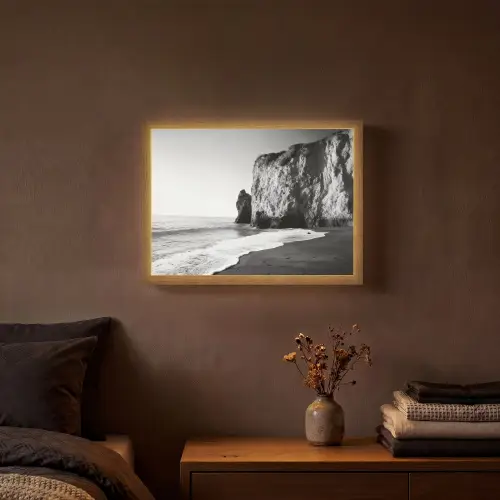 Strand - Klif - Golven - Voetstappen Light Box met batterij (Wandlamp) middel -sfeer4