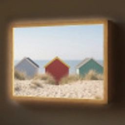 Strand - Huisjes - Kleurrijk - Duinen Light Box met batterij (Wandlamp) middel -z3d_website