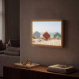 Strand - Huisjes - Kleurrijk - Duinen Light Box met batterij (Wandlamp) middel -sfeer1