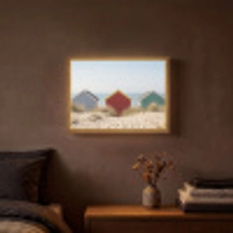 Strand - Huisjes - Kleurrijk - Duinen Light Box met batterij (Wandlamp) middel -sfeer4