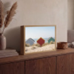 Strand - Huisjes - Kleurrijk - Duinen Light Box met batterij (Wandlamp) middel -sfeer2