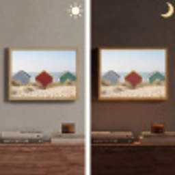 Strand - Huisjes - Kleurrijk - Duinen Light Box met batterij (Wandlamp) middel -sfeer3