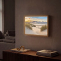 Strand - Duin - Gras - Zonsondergang - Zee Light Box met batterij (Wandlamp) middel -sfeer1