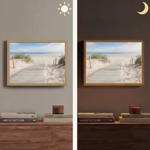 Strand - Pad - Duinen - Zee - Zomer Light Box met batterij (Wandlamp) middel -sfeer3