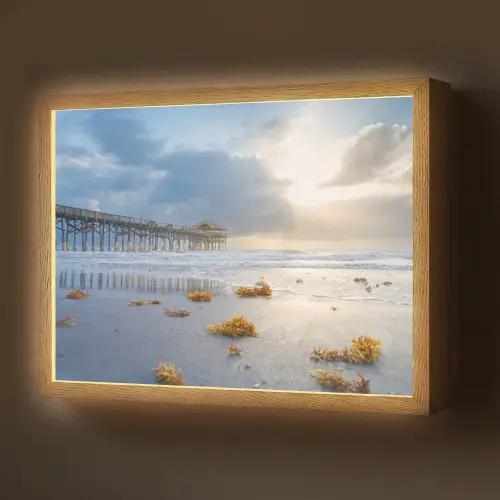 Strand - Pier - Zeewier - Zee - Zomer Light Box met batterij (Wandlamp) middel -z3d_website