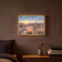 Strand - Zee - Duin - Zonsondergang - Landschap Light Box met batterij (Wandlamp) middel -sfeer4
