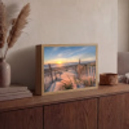 Strand - Zee - Duin - Zonsondergang - Landschap Light Box met batterij (Wandlamp) middel -sfeer2