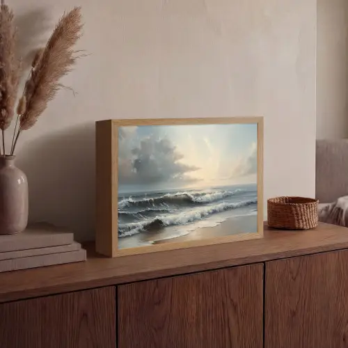 Strand - Zee - Zonsondergang Light Box met batterij (Wandlamp) middel -sfeer2