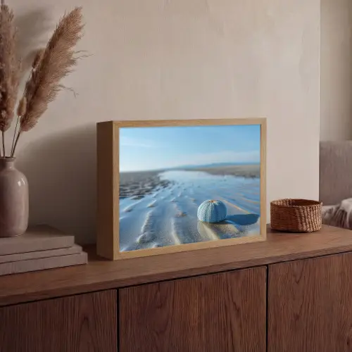 Strand - Schild - Water - Blauw Light Box met batterij (Wandlamp) middel -sfeer2
