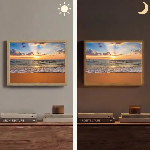 Strand - Zonsondergang - Zee - Wolken - Horizon Light Box met batterij (Wandlamp) middel -sfeer3