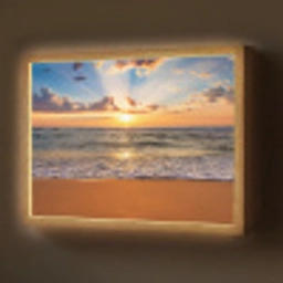 Strand - Zonsondergang - Zee - Wolken - Horizon Light Box met batterij (Wandlamp) middel -z3d_website