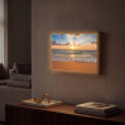 Strand - Zonsondergang - Zee - Wolken - Horizon Light Box met batterij (Wandlamp) middel -sfeer1