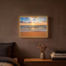 Strand - Zonsondergang - Zee - Wolken - Horizon Light Box met batterij (Wandlamp) middel -sfeer4