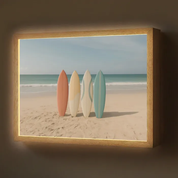 Strand - Surfbord - Pastel Light Box met batterij (Wandlamp) middel -z3d_website