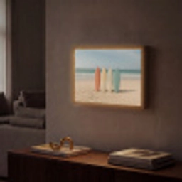 Strand - Surfbord - Pastel Light Box met batterij (Wandlamp) middel -sfeer1