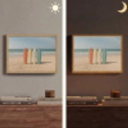 Strand - Surfbord - Pastel Light Box met batterij (Wandlamp) middel -sfeer3