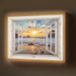 Strand - Doorkijk - Zonsondergang - Landschap - Zee - Natuur Light Box met batterij (Wandlamp) middel -z3d_website