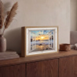 Strand - Doorkijk - Zonsondergang - Landschap - Zee - Natuur Light Box met batterij (Wandlamp) middel -sfeer2