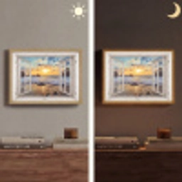 Strand - Doorkijk - Zonsondergang - Landschap - Zee - Natuur Light Box met batterij (Wandlamp) middel -sfeer3