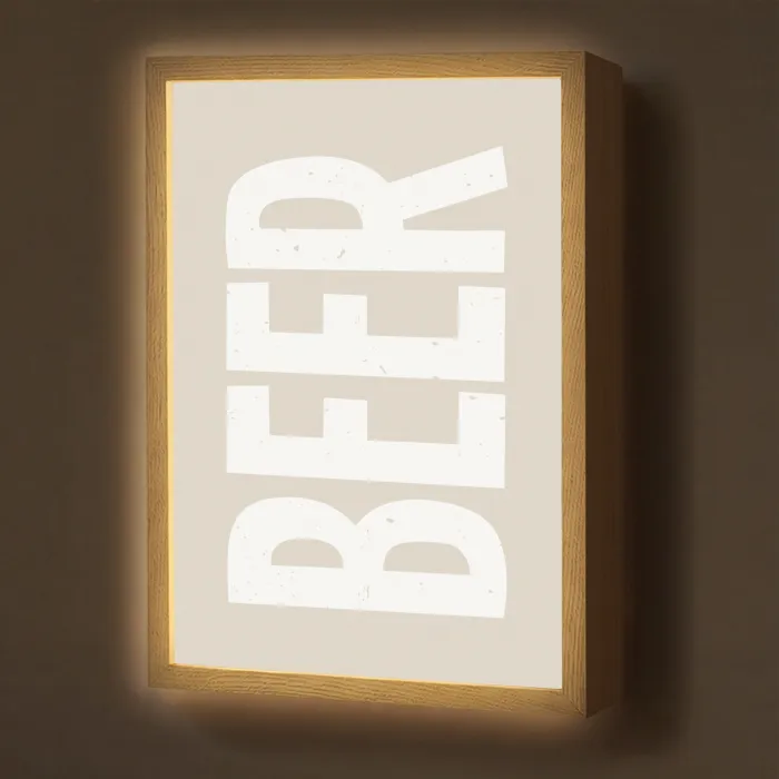 Beer - Japandi - Beige - Decoratie Light Box met batterij (Wandlamp) middel -z3d_website