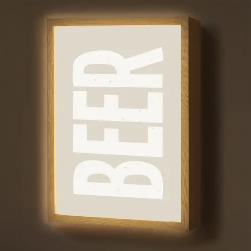 Beer - Japandi - Beige - Decoratie Light Box met batterij (Wandlamp) middel -z3d_website