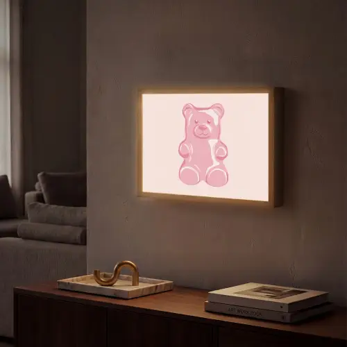 Beer - Roze - Snoep Light Box met batterij (Wandlamp) middel -sfeer1
