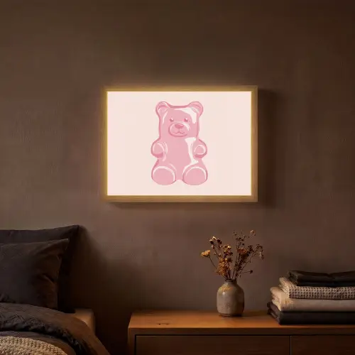 Beer - Roze - Snoep Light Box met batterij (Wandlamp) middel -sfeer4