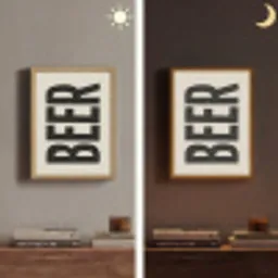 Beer - Vintage - Zwart - Beige Light Box met batterij (Wandlamp) middel -sfeer3
