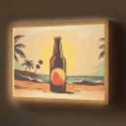 Bierfles - Zonsondergang - Palmbomen - Zee Light Box met batterij (Wandlamp) middel -z3d_website