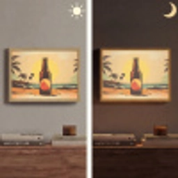 Bierfles - Zonsondergang - Palmbomen - Zee Light Box met batterij (Wandlamp) middel -sfeer3