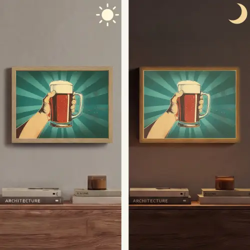 Bierglas - Schuim - Retro - Groen Light Box met batterij (Wandlamp) middel -sfeer3