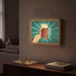 Bierglas - Schuim - Retro - Groen Light Box met batterij (Wandlamp) middel -sfeer1
