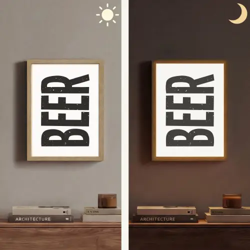 Bier - Japandi - Decoratie - Zwart Light Box met batterij (Wandlamp) middel -sfeer3