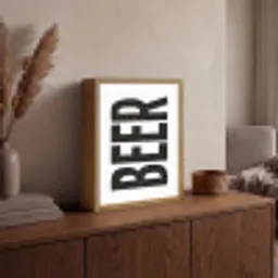Bier - Japandi - Decoratie - Zwart Light Box met batterij (Wandlamp) middel -sfeer2